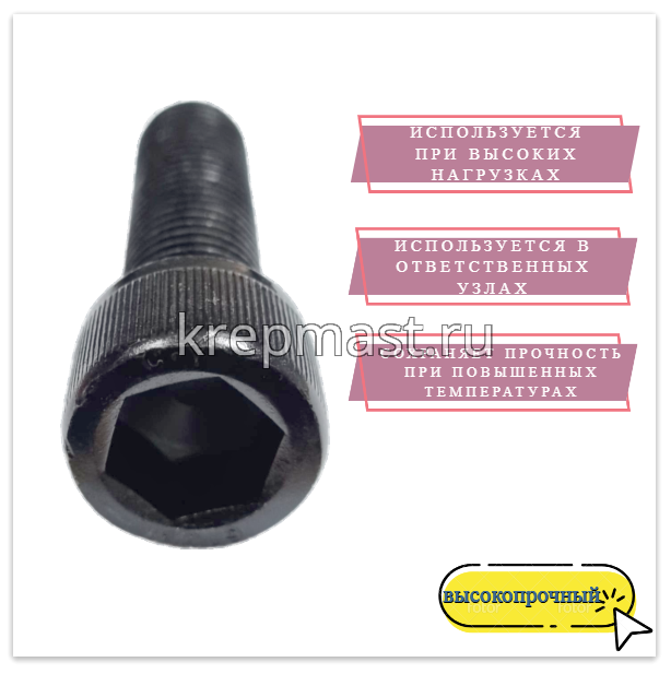 Винт с внутр.шестигранником 16 х 55 черный кл.пр.12.9 п/р DIN 912