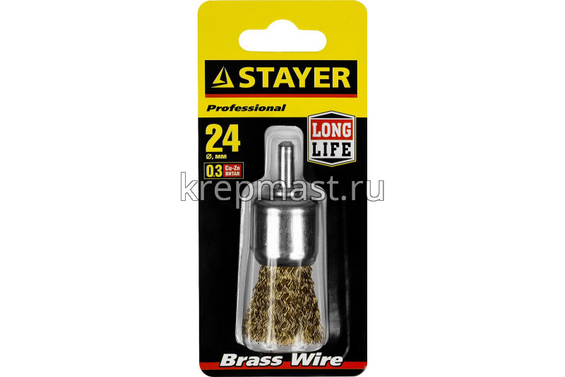 Корщетка- венчик 24мм для ДРЕЛИ STAYER латунь