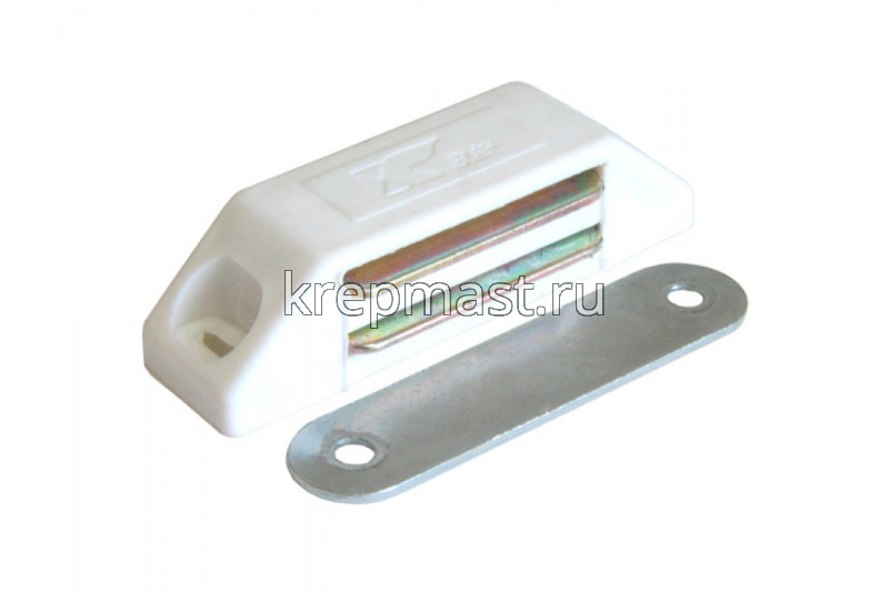 Защелка магнитная мебельная средняя белая
