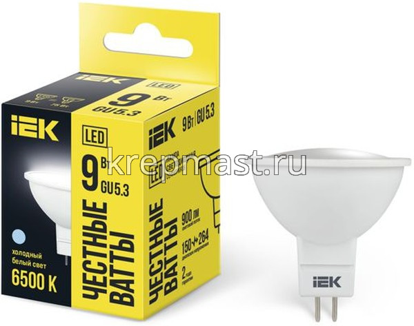 Лампа GU5.3 IEK LLe-MR-16 9Вт 6500К
