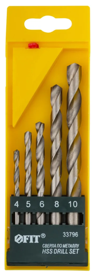 Набор сверел по металлу 5шт FIT (4-5-6-8-10мм)