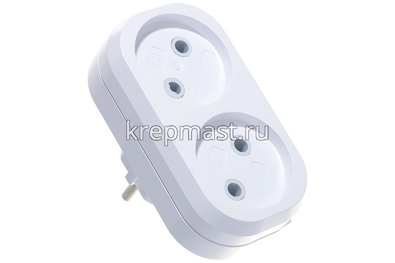 Разветвитель плоский. на 2 гнезда б/з 250В 6А