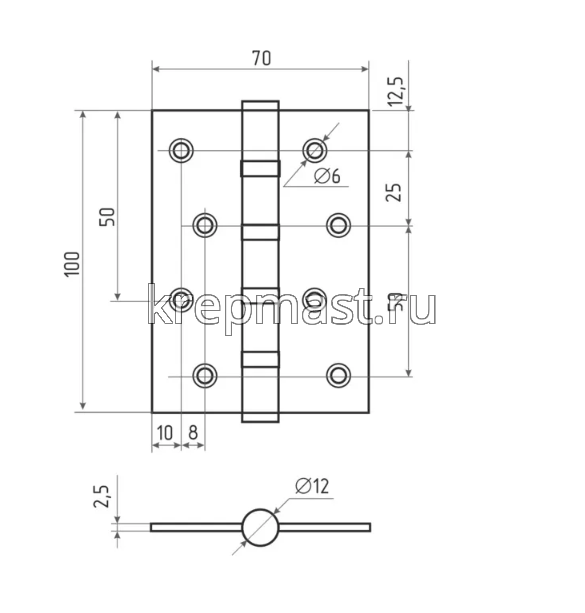 Петля универс. 101х76мм белая (уп=2шт)