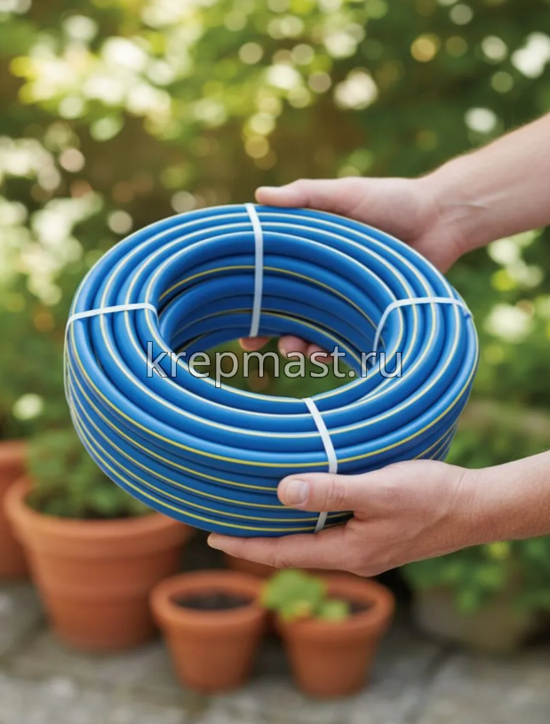 Шланг 1/2 х 25м TPE поливочный армированный (синий с желтой полоской)