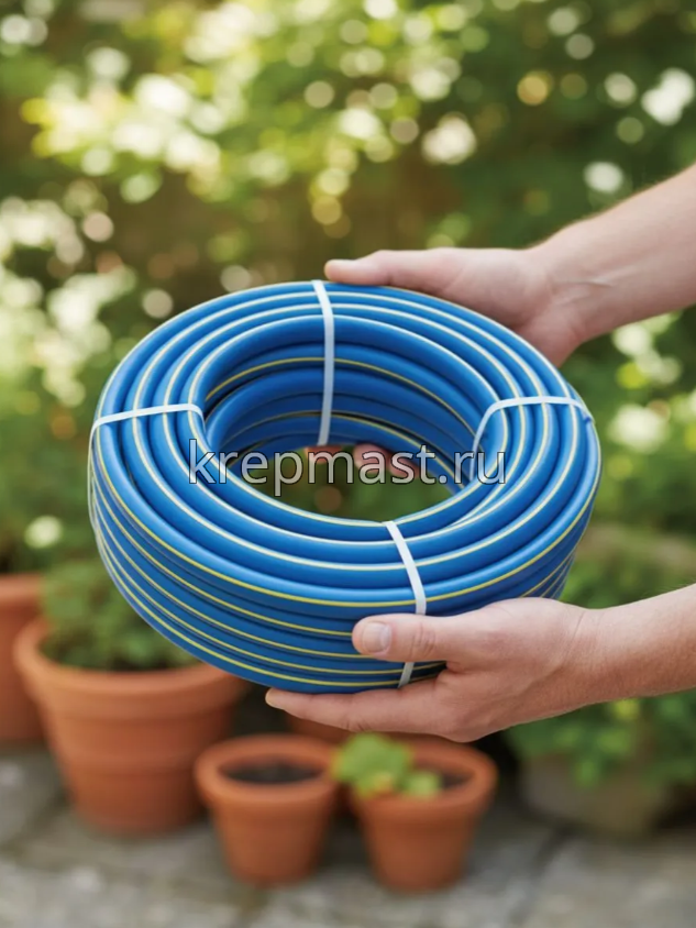 Шланг 3/4 х 25м TPE поливочный армированный (синий с желтой полоской)