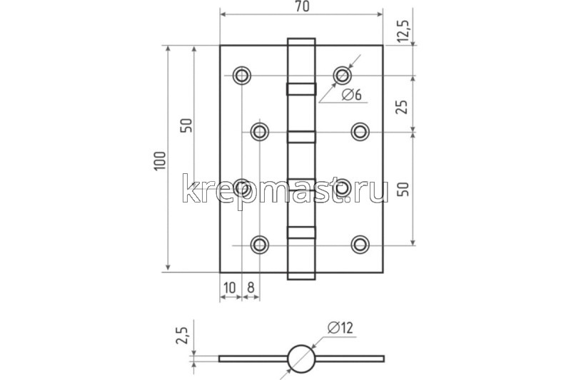 Петля универс. 100х70мм хром (уп=2шт)