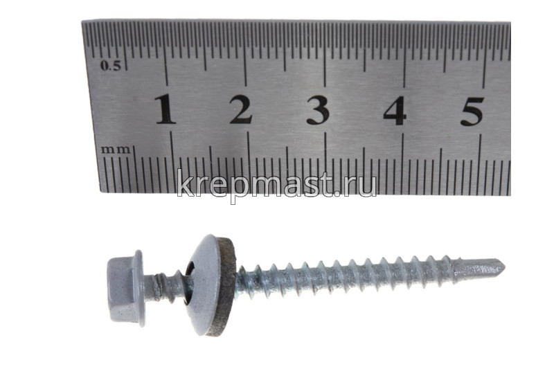 Саморез д/кровли краш. 4,8х51 RAL 7004