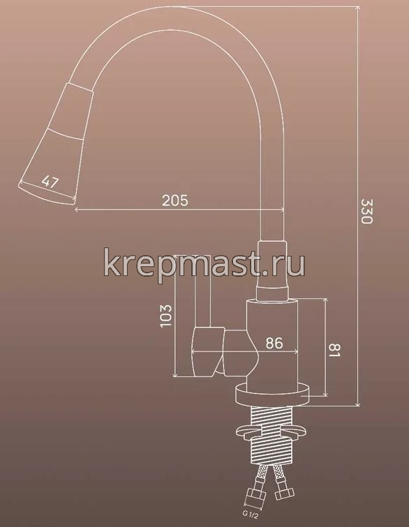Смеситель д/кухни SUS123GY-016F НЕРЖАВЕЮЩИЙ