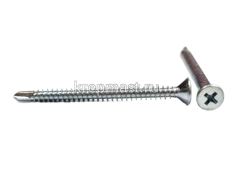 Саморез кров. б/шайбы DIN 7504 P 4,8х60 потай. - сверло оцинк.