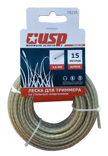 Леска для триммера 2,4мм КРУГ с жилой (по 15м)